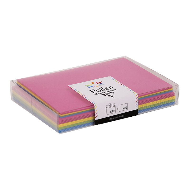 Pollen by Clairefontaine summer card set, 110×155 mm, 20 cards + 20 envelopes
