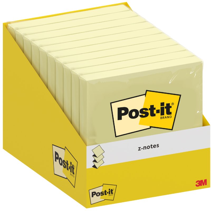 Post-it Z-Notes bloc-notes adhésifs, 76×76 mm, jaune canari, 10 pièces