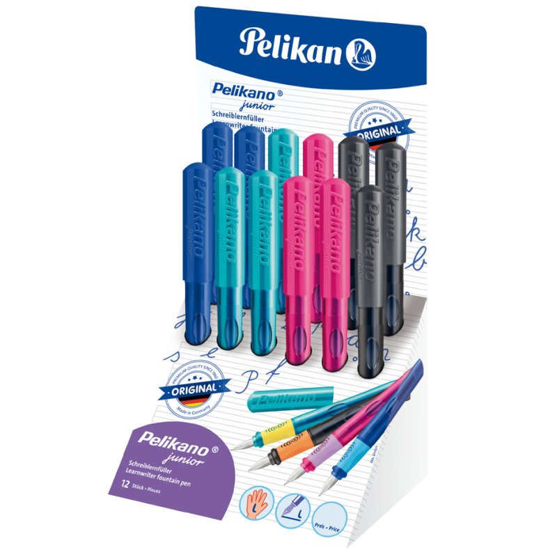 Pelikan stylo Pelikano Junior P67D, boîte de présentation 12 pièces, couleurs assorties
