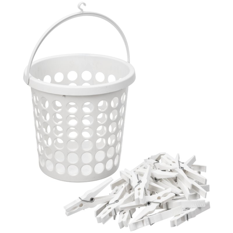 plast team peg basket SPRINGFIELD, white, including 24 clothes pegs