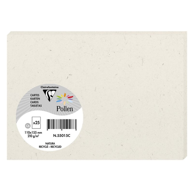 Pollen by Clairefontaine cartes C6 Natura, papier recyclé, 110×155 mm, 25 pièces