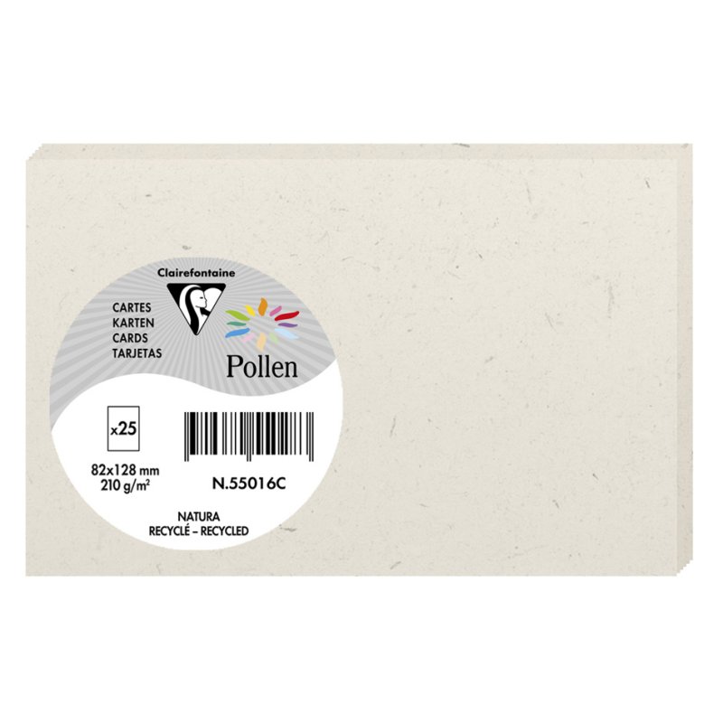 Pollen by Clairefontaine cartes C6 Natura, papier recyclé, 110×155 mm, 25 pièces