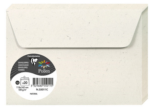 Pollen by Clairefontaine enveloppen DL Natura, 110×220 mm, recyclingpapier, 20 stuks