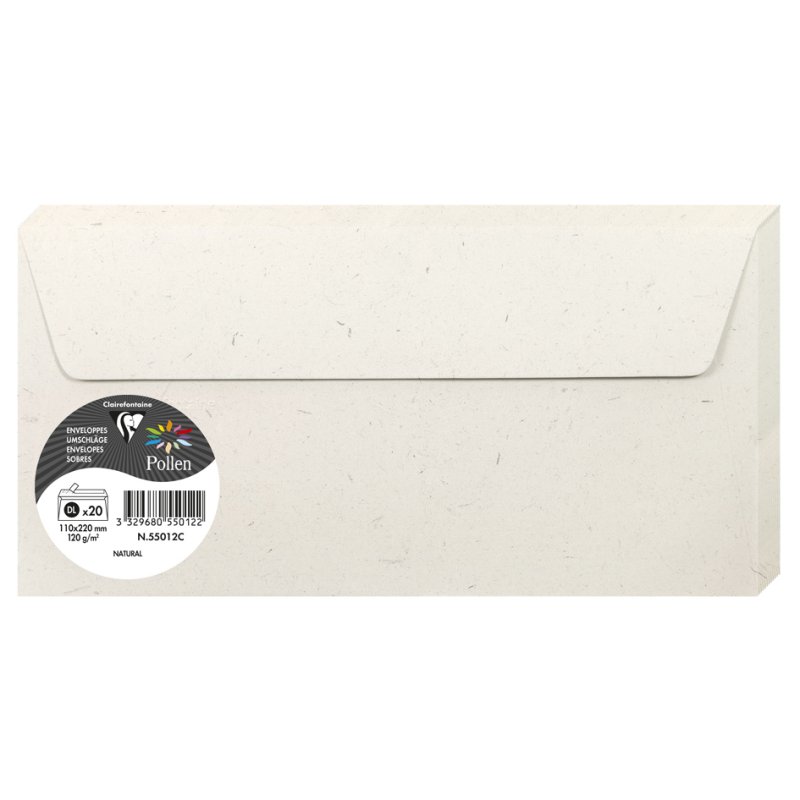 Pollen by Clairefontaine enveloppes C6, papier recyclé natura, 20 pièces