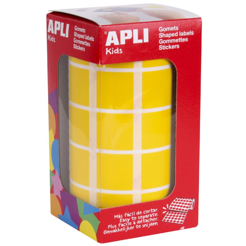 APLI kids stickers vierkant, op rol, rood, 20×20 mm, 1770 stuks