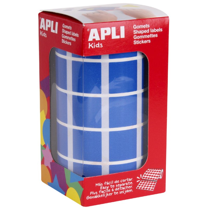 APLI kids stickers vierkant, op rol, rood, 20×20 mm, 1770 stuks