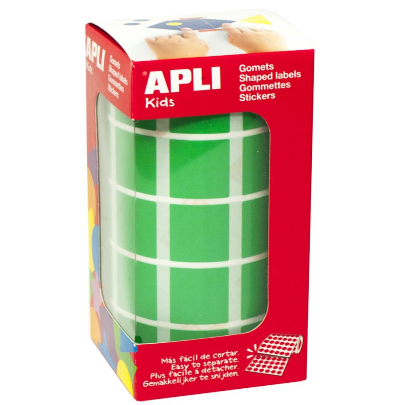 APLI kids stickers vierkant, op rol, rood, 20×20 mm, 1770 stuks