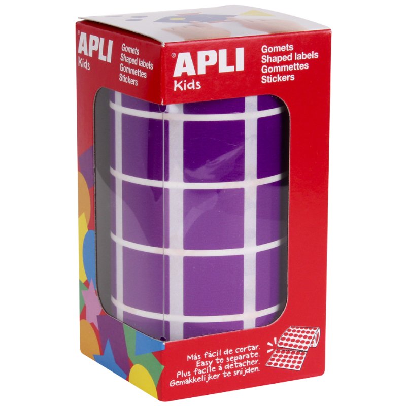 APLI kids stickers vierkant, op rol, rood, 20×20 mm, 1770 stuks