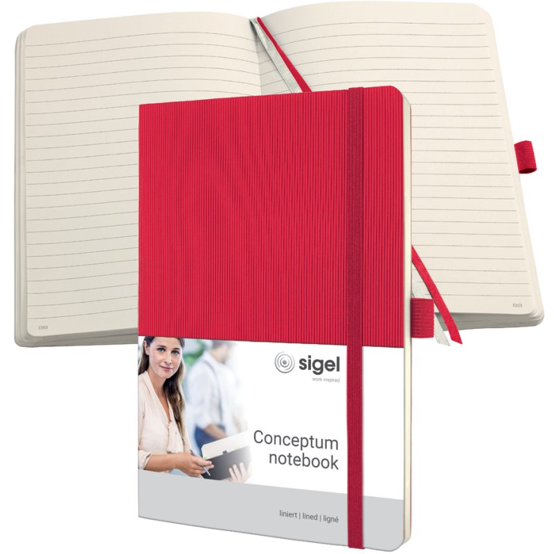 Sigel Conceptum carnet A5, quadrillé, rouge, 97 feuilles