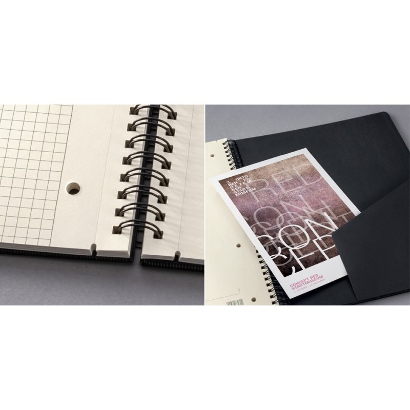 Sigel Conceptum bloc spiralé A4, quadrillé, noir, couverture rigide
