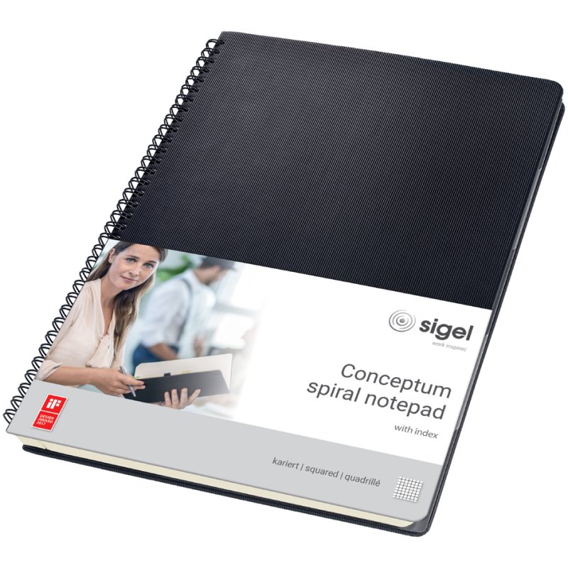 Sigel Conceptum writing pad with index, black, 80 sheets