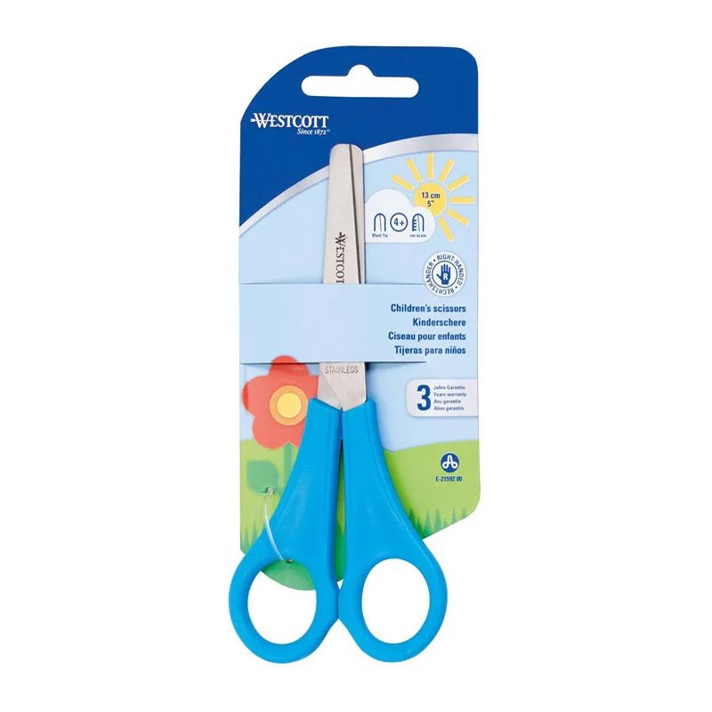 WESTCOTT ciseaux enfant, pointu, bleu, 130 mm