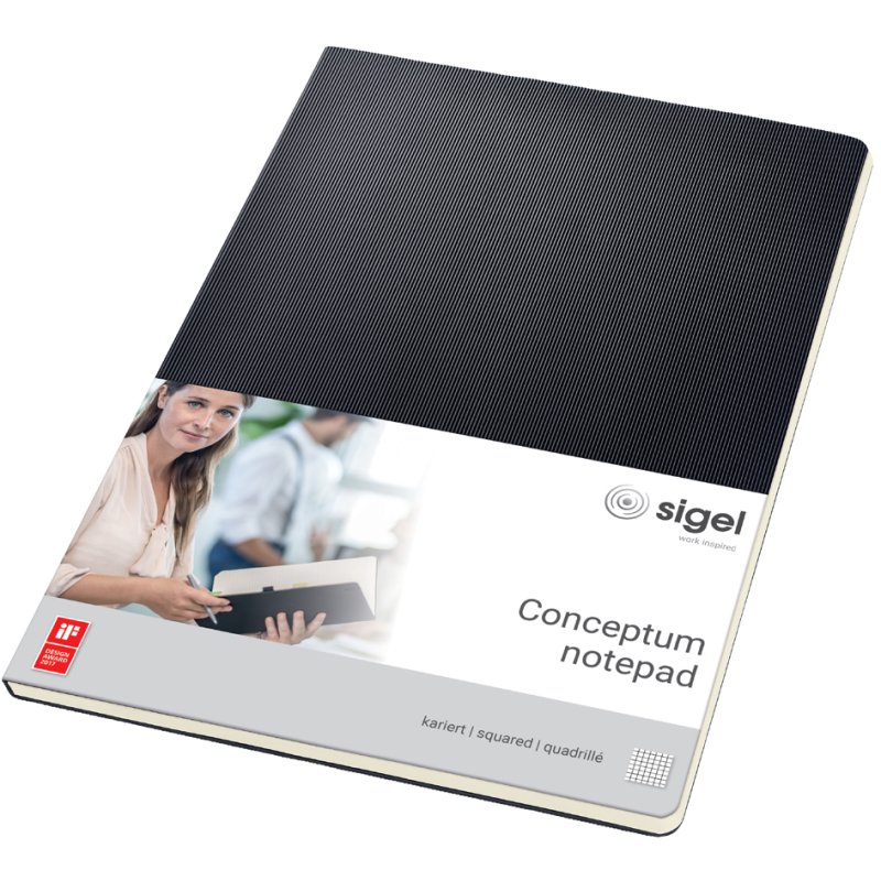 Sigel Conceptum carnet de notes, A4 ligné, couverture rigide noire, 60 feuilles