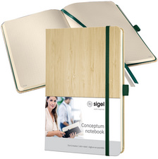 Sigel Conceptum Nature notitieboek A5, donker hout softcover, 97 vel