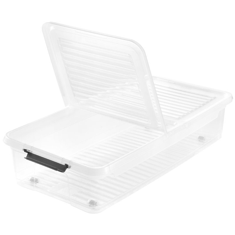 keeeper boîte de rangement sous-lit leo, 53 litres, transparent, 58×77×16 cm