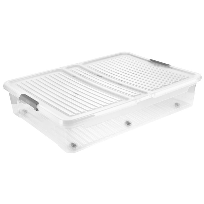 keeeper boîte de rangement sous-lit leo, 53 litres, transparent, 58×77×16 cm