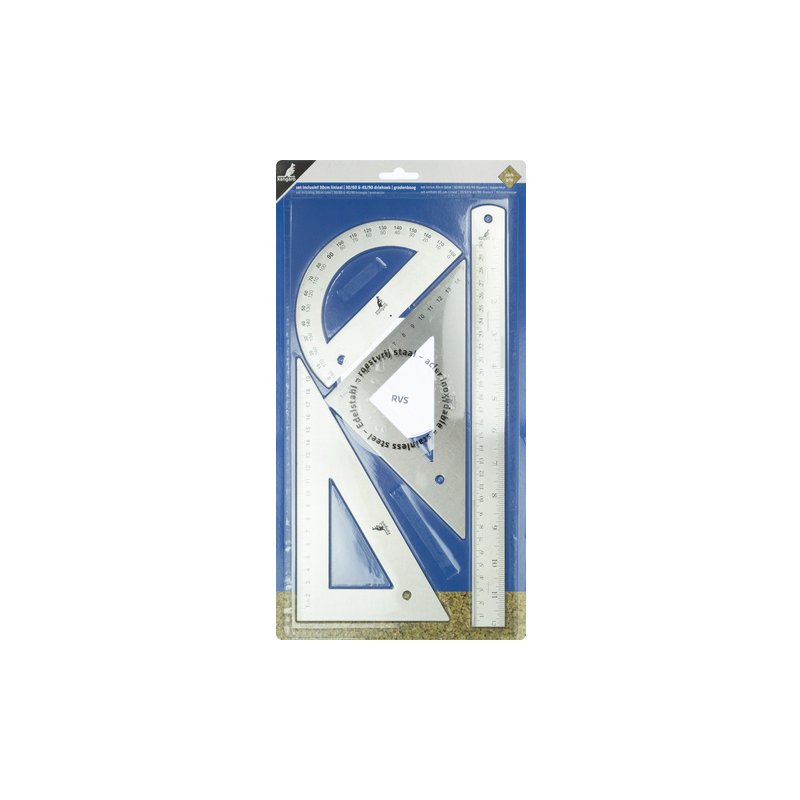 Kangaro ensemble de règles métalliques, acier inoxydable, 4 pièces, 300 mm