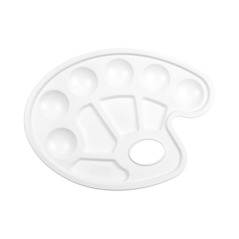 Kangaro palette de mélange de peinture plastique ovale, blanc, 230×170 mm, 10 compartiments