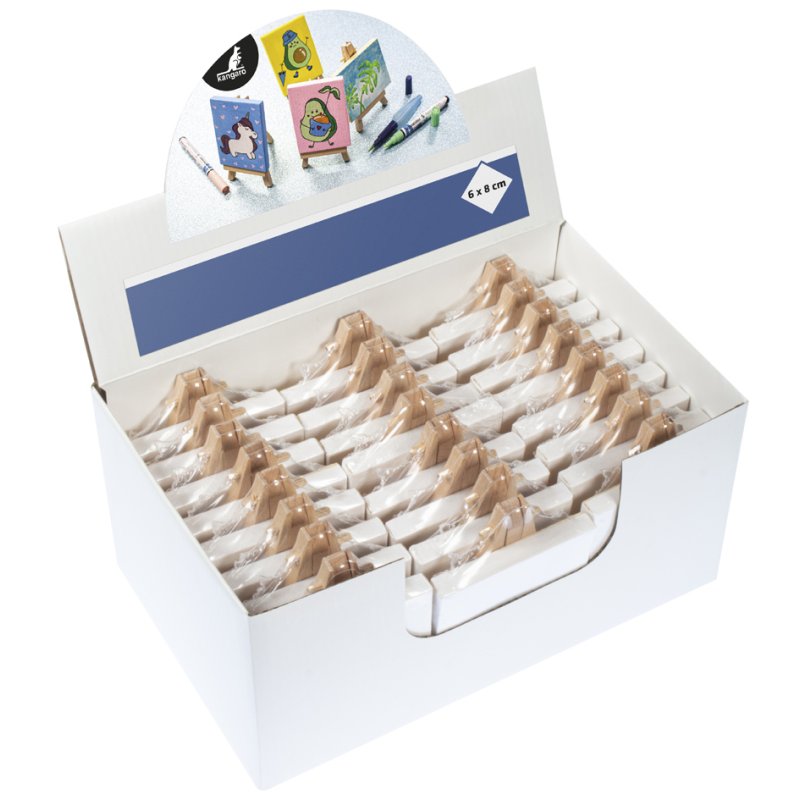 Kangaro mini easel with canvas, wood, 60×80 mm, 24 pieces
