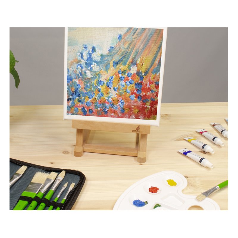 Kangaro oil paint brush set, 10-piece, green handle, in case