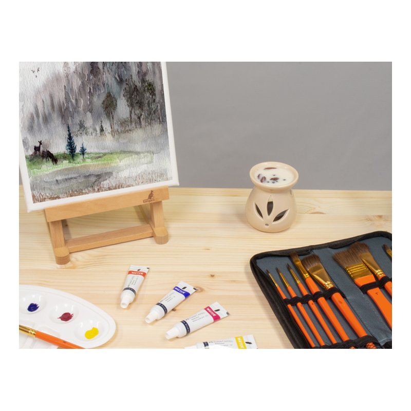Kangaro ensemble de pinceaux aquarelle, 10 pièces, crin de poney, manche orange