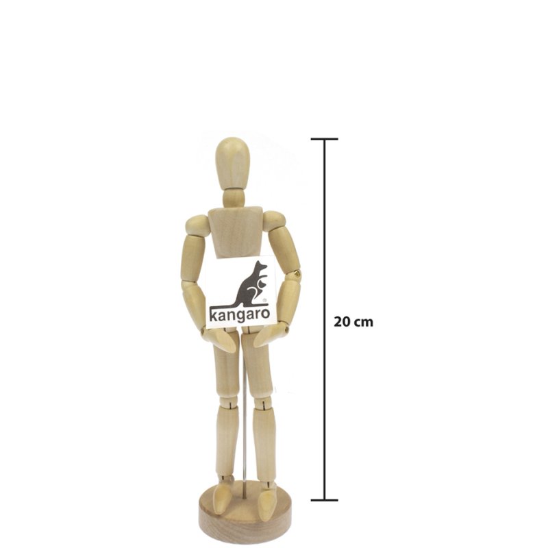 Kangaro poupée à articuler, neutre, 200 mm de haut