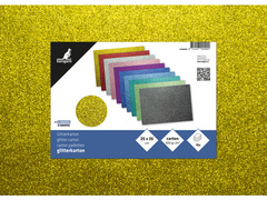 Kangaro glitterkarton 250×350 mm, 5 kleuren gesorteerd, 10 vel