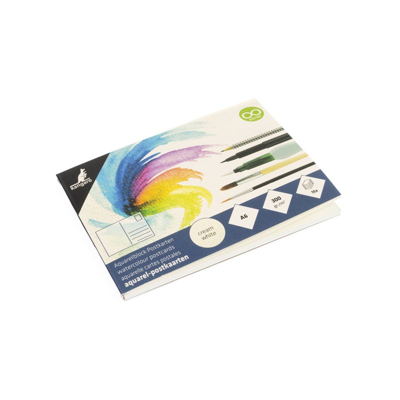Kangaro aquarel postkaarten blok A6, 300 g/m², 15 vel