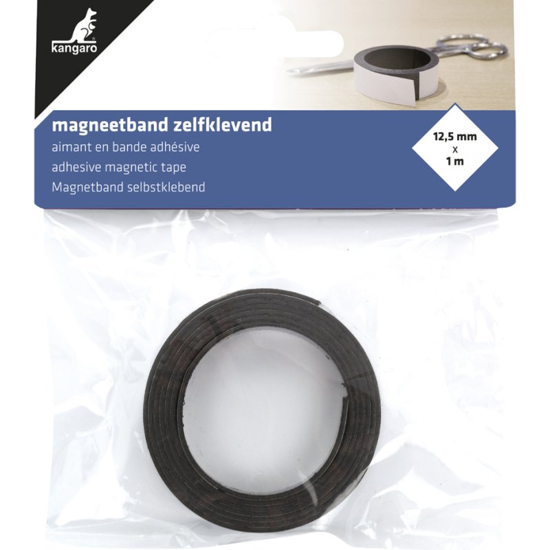 Kangaro magnetische band, 12,5 mm x 1 m, wit