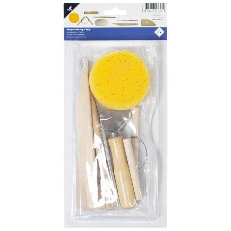 Kangaro clay/modelling tool set, 8-piece, resealable bag