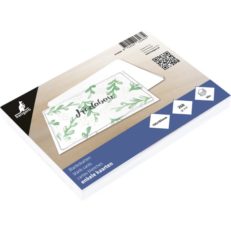 Kangaro blank postcards, white, 50 pieces