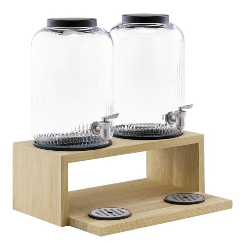 Distributeur de boissons APS VALO, 2 × 7 litres, verre/bois de chêne