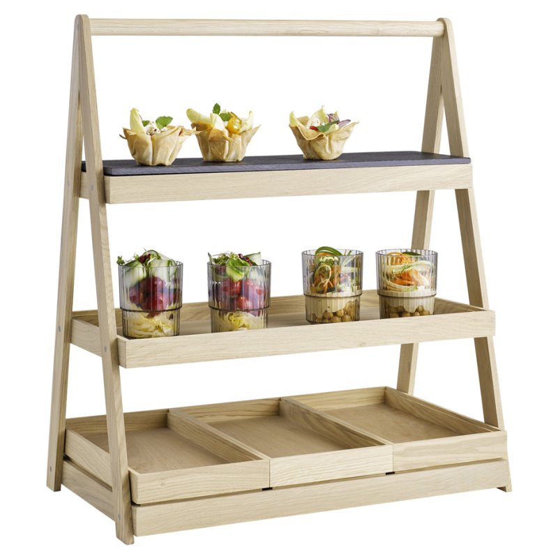 APS VALO display shelf, 3-tier, oak, 555 × 325 × 640 mm