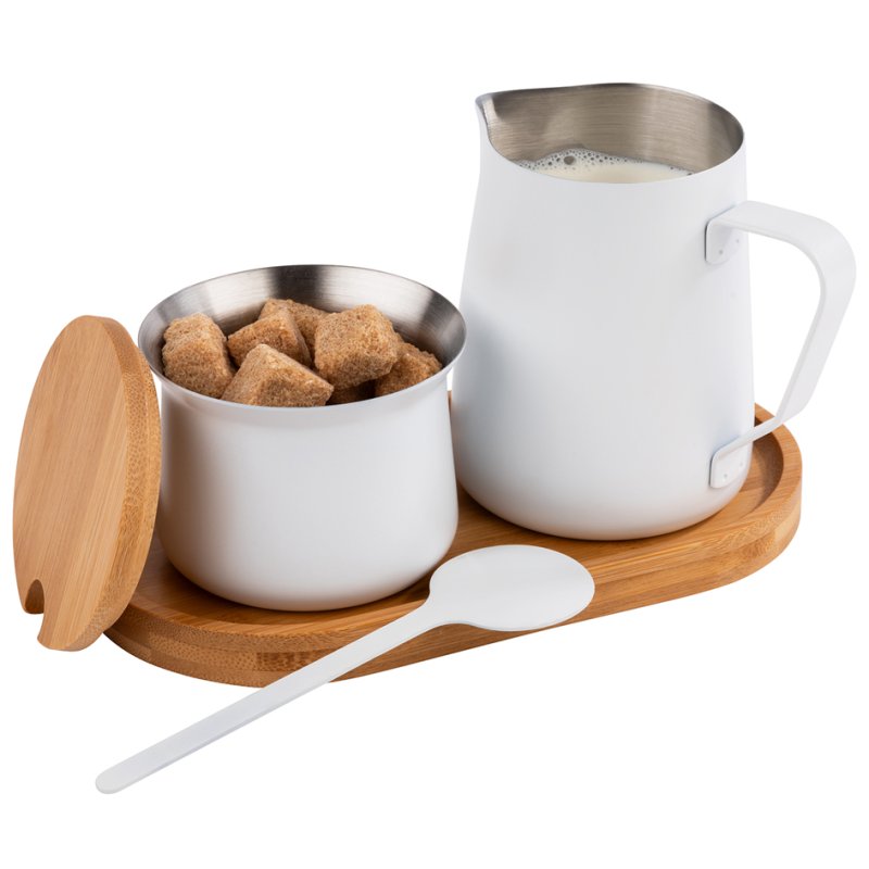 APS ensemble lait et sucre MILURO, acier inoxydable blanc, 5 pièces
