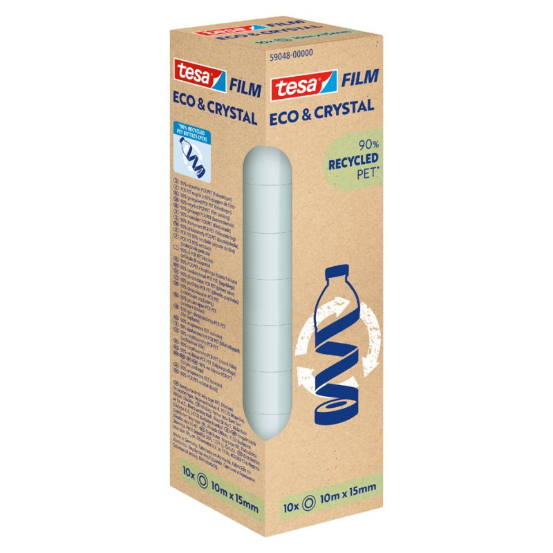 tesa ruban adhésif ECO & CRYSTAL, transparent, 19 mm × 66 m, 8 rouleaux