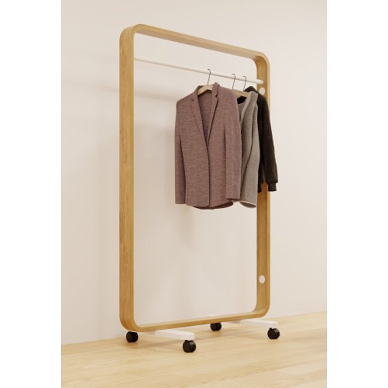 ALBA kledingwagen mobiel, beuken/wit, 155 cm hoog