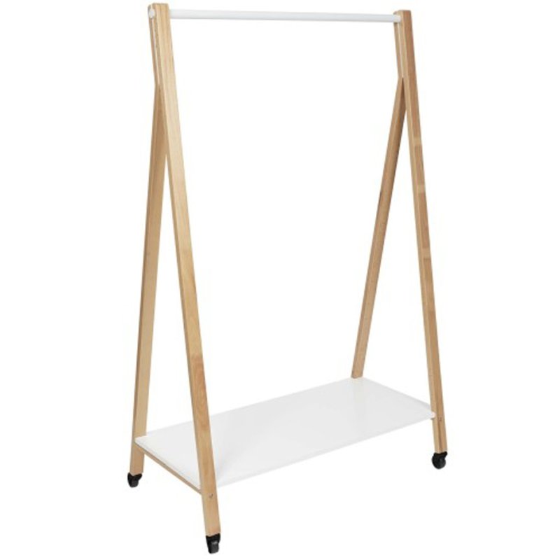 ALBA kledingrek SLEEK, mobiel, beuken/wit, 1490 mm hoog