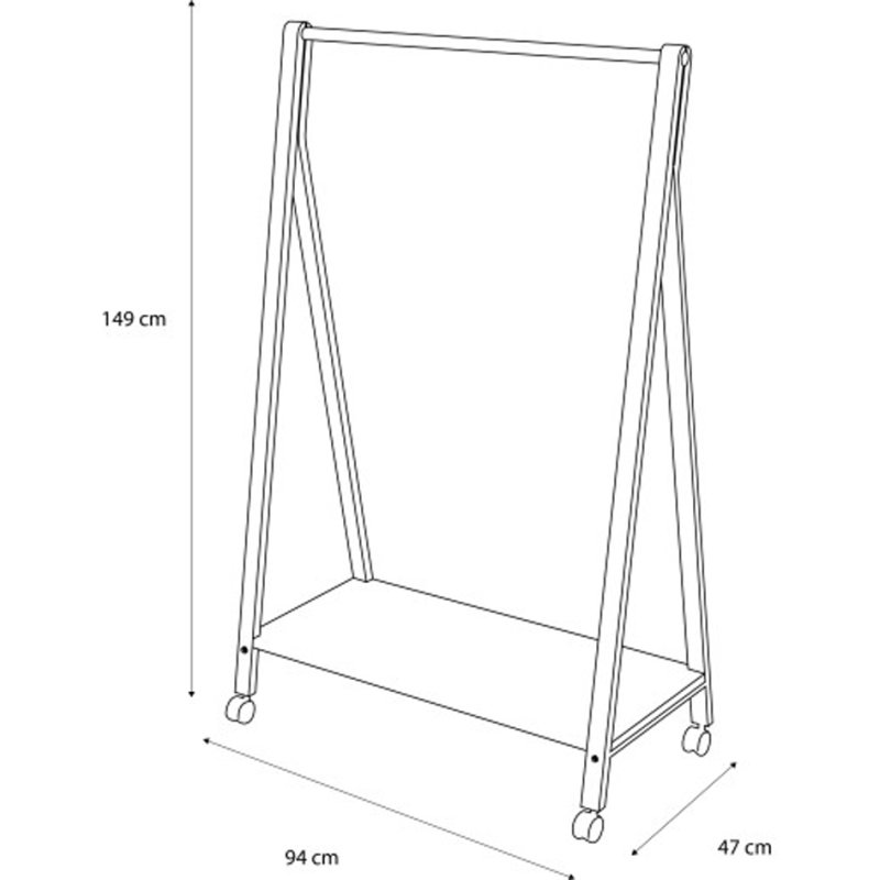 ALBA kledingrek SLEEK, mobiel, beuken/wit, 1490 mm hoog