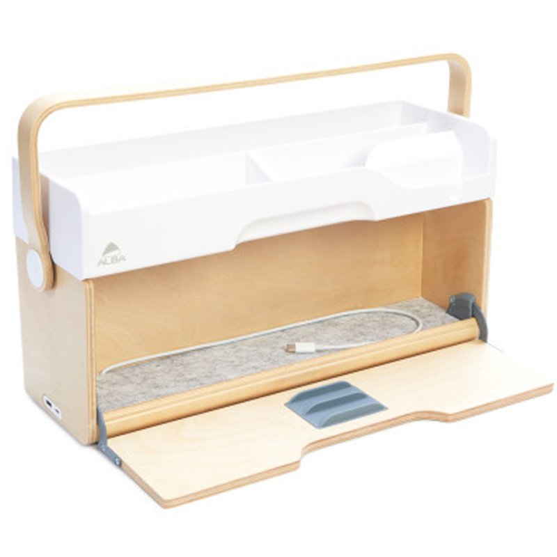 ALBA mobiele opbergbox ERGOBOX, beuken/wit, 2 modules, 45×15×22,5 cm