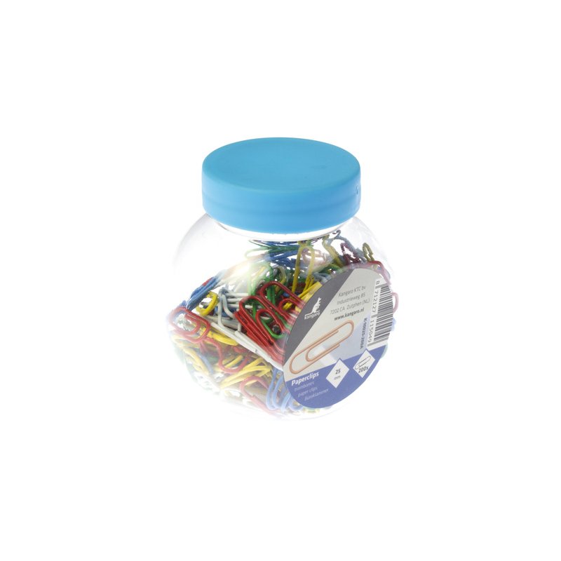 Kangaro plastic-coated paper clips, assorted colours, 200 pieces
