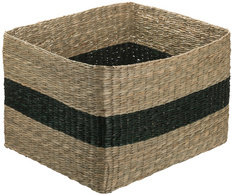 NHG rechthoekige opbergmand VESTER S, zeegras, naturel met zwarte strepen, 25×17×20 cm