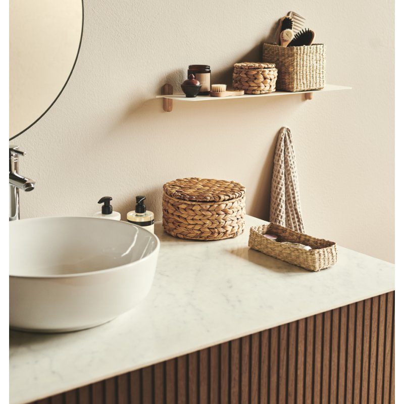NHG storage basket CLARA, round, water hyacinth, natural colour