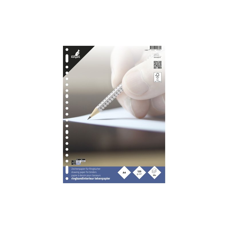 Kangaro feuilles de classeur A4, quadrillées, 23 trous, 100 pièces