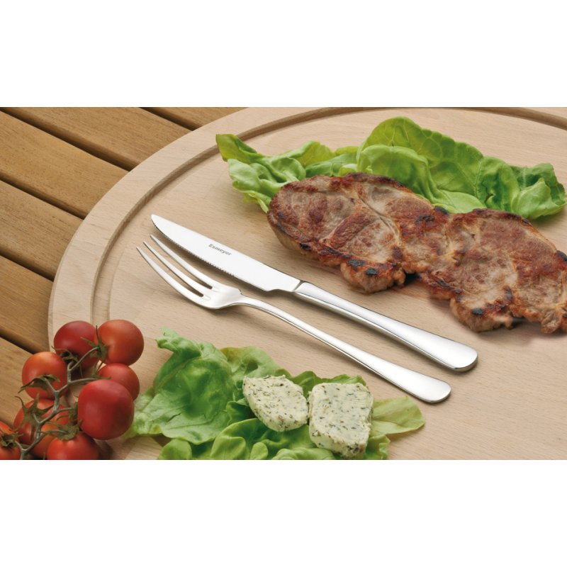 Esmeyer ensemble de couverts à steak et pizza SYLVIA, 12 pièces, chromé-acier inoxydable 18/10, lave-vaisselle