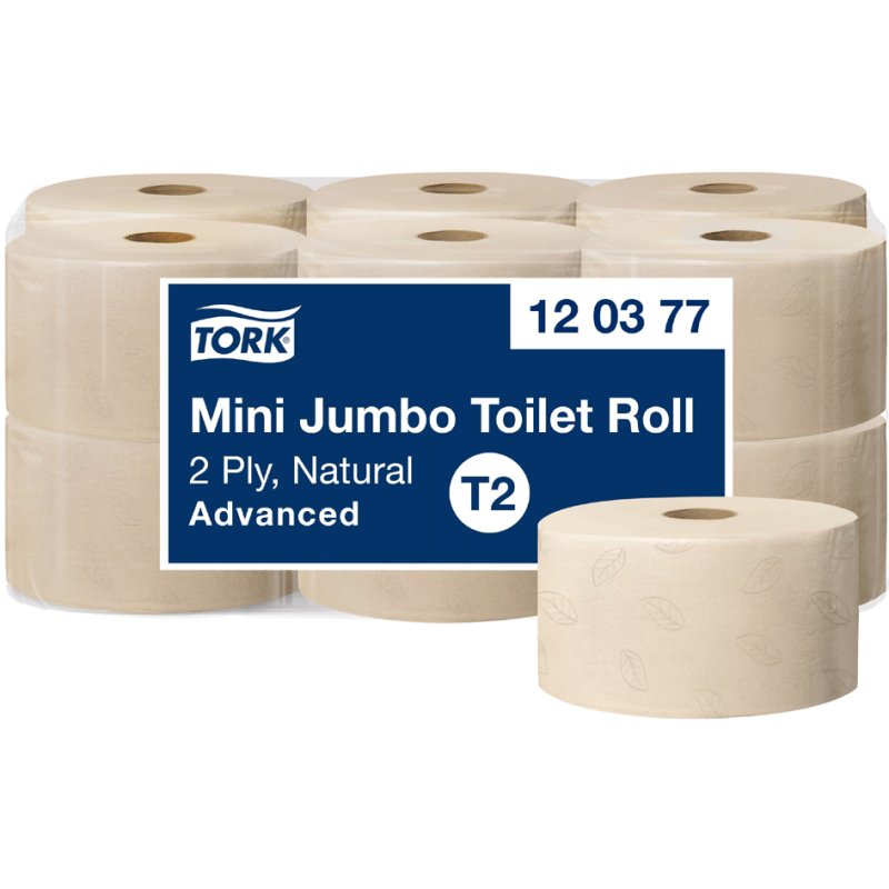 tork mini jumbo toiletpapier, 2-laags, naturel, 170 m