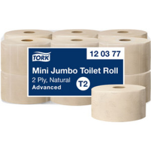 tork mini jumbo toiletpapier, 2-laags, naturel, 170 m