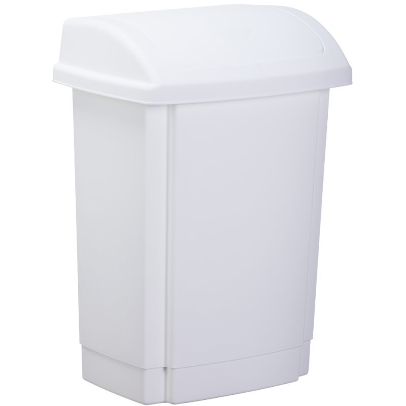 Plast Team afvalemmer, scharnierend deksel, 25 liter, zilver