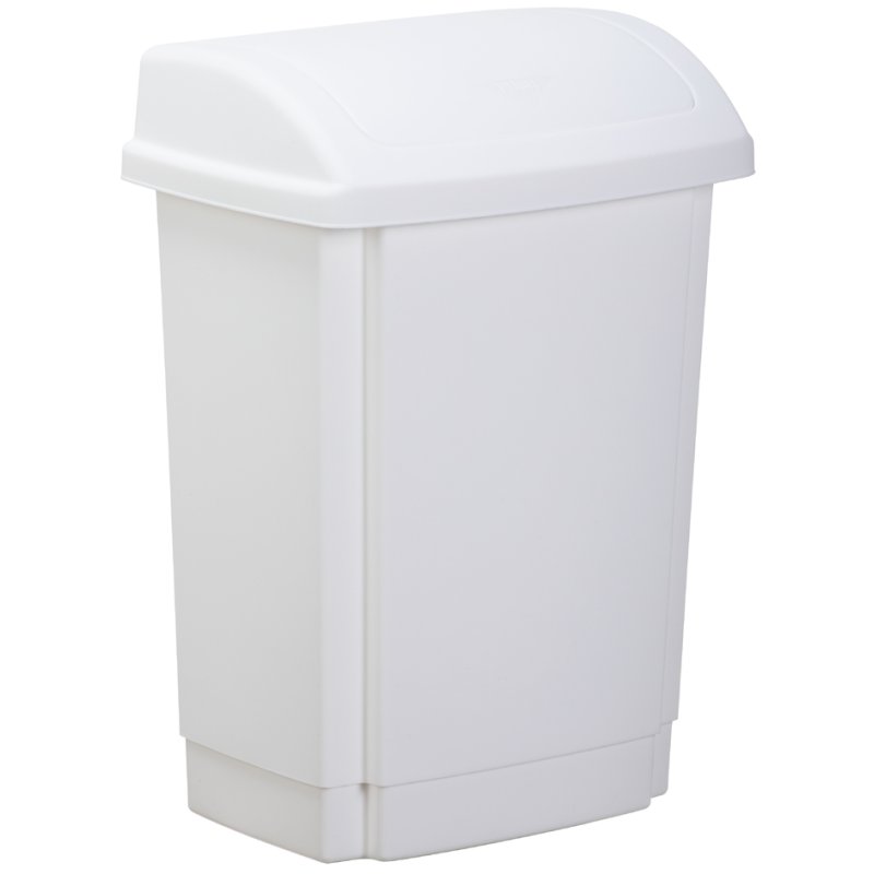 Plast Team afvalemmer met scharnierend deksel, 15 liter, zilver