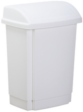 plast team afvalbak met klapdeksel, wit, 15 liter