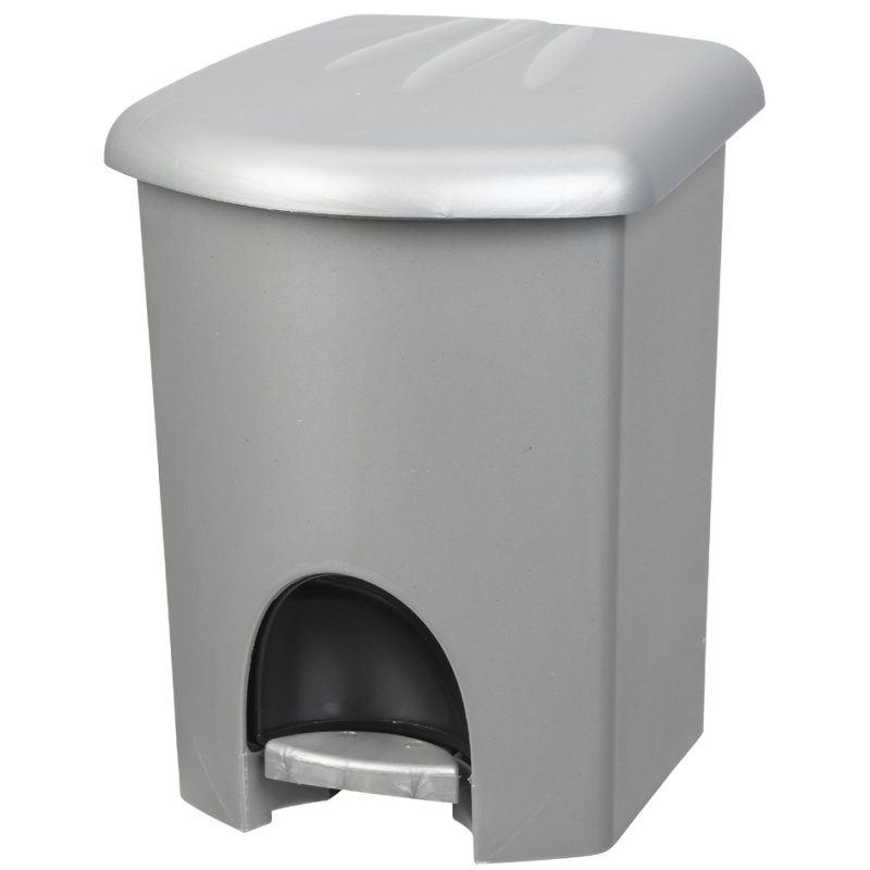 Plast Team pedaalemmer, 6 liter, zilver, met binnenemmer